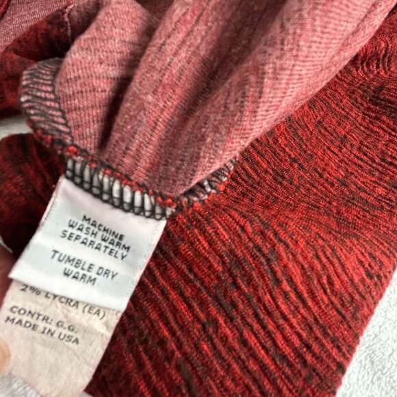 Cut Loose Womens Red Black Textured Long Sleeve Boat Neck Top Size Medium Casual - Picture 4 of 8